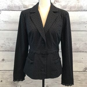 Black Eyelet Tailored Women's Jacket Size 6